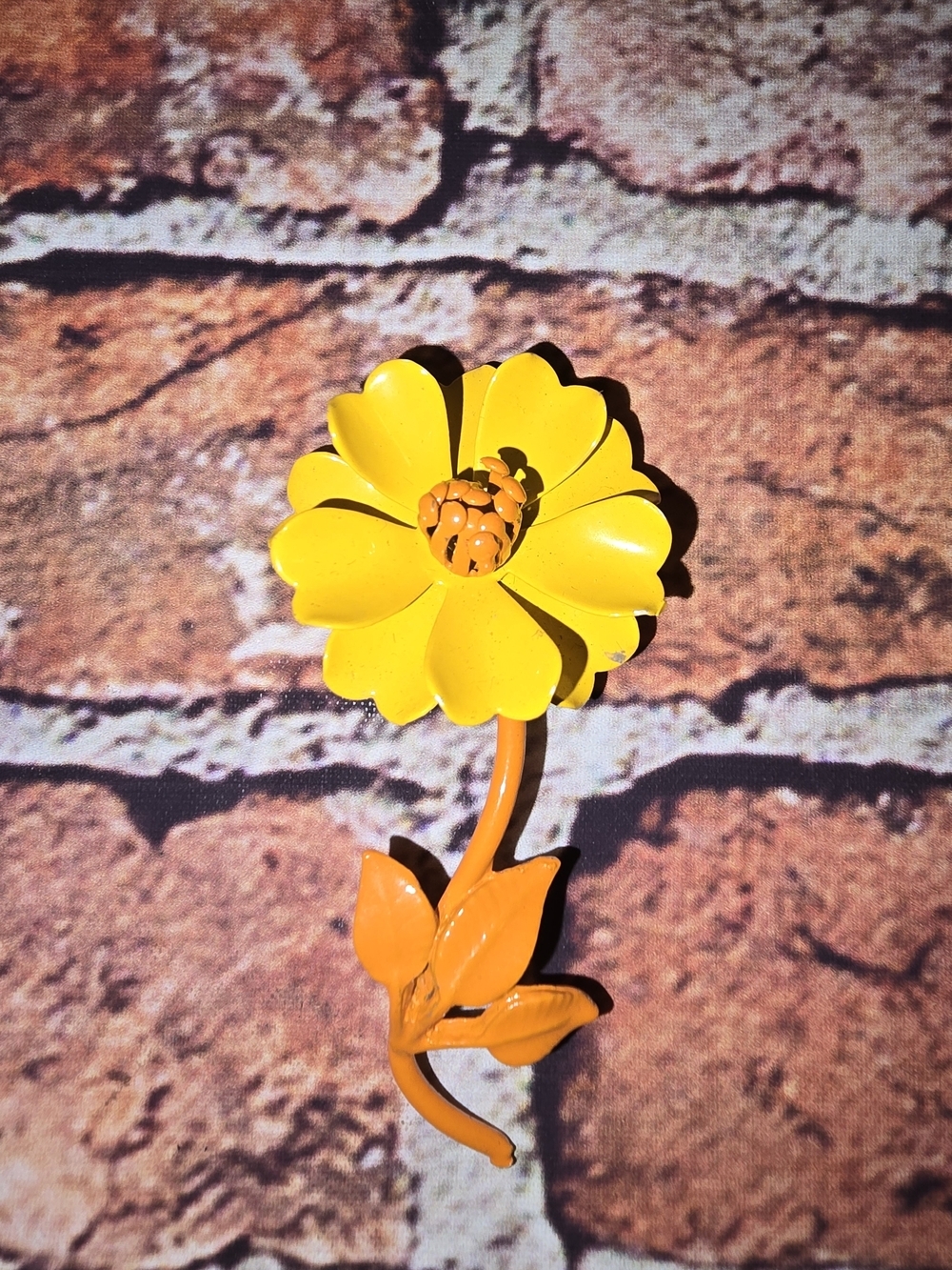 Vintage Yellow Flower Brooch Pin - Unbranded